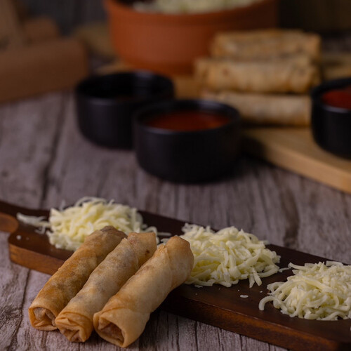 Sausage samosas with mozzarella
