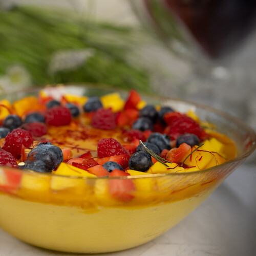 Saffron Mahlabiya with Fruits