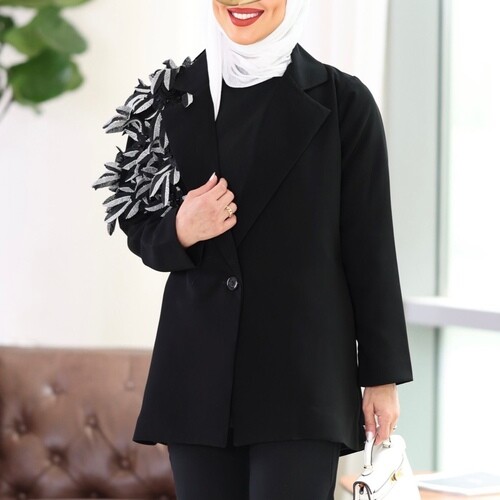 flowers blazer black