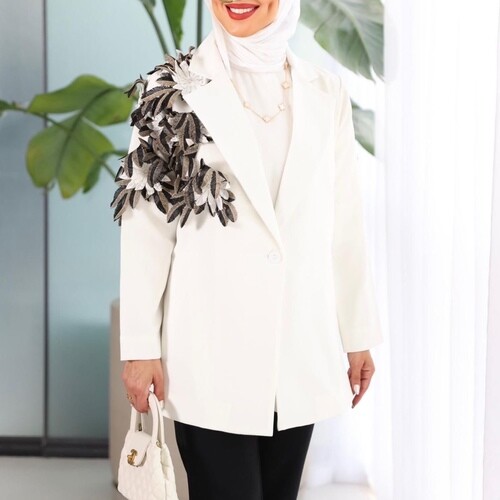 flowers blazer white