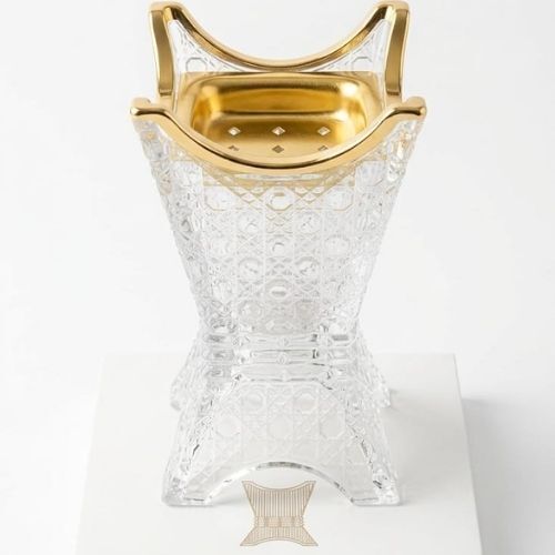 A crystal incense burner with a modern and elegant design.