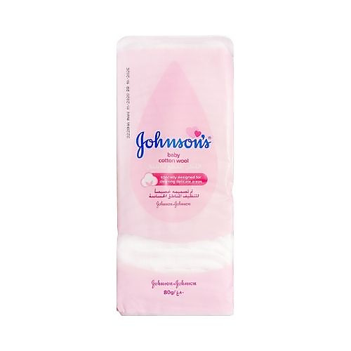Johnson's Pre-Cut Baby Cotton 80g - 100% Pure Cotton, Gentle on Baby's Skin