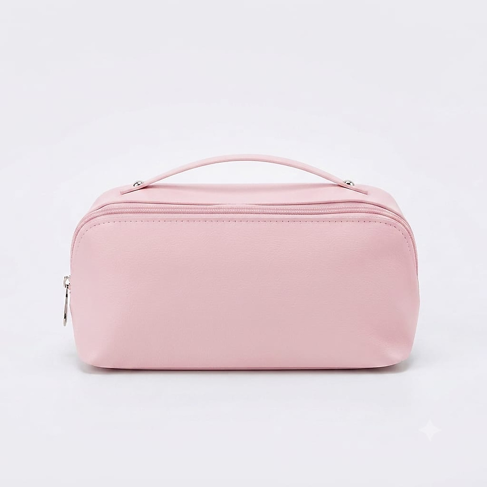 Pink multi-purpose cosmetic bag or small storage pouch.