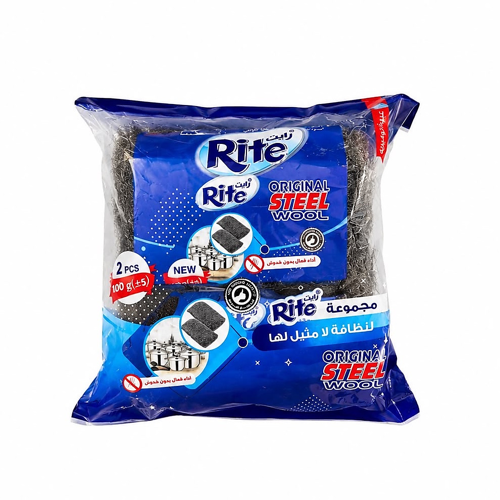 سلك Rite Steel Wool لتنظيف القدور والأواني وإزالة البقايا الصعبة، لنتيجة أنظف بجهد أقل