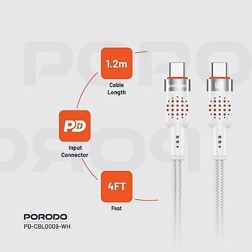 كابل بورودو USB-C إلى USB-C مضفر من الألومنيوم 60 واط