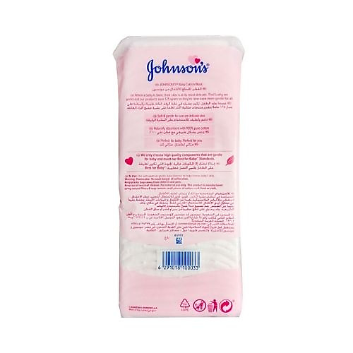 Johnson's Pre-Cut Baby Cotton 80g - 100% Pure Cotton, Gentle on Baby's Skin