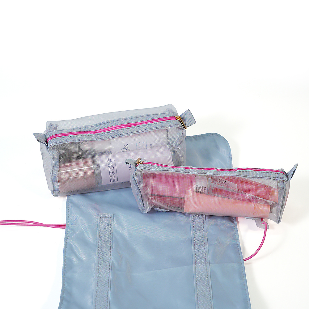 Compact, detachable, and hangable travel toiletry bag
