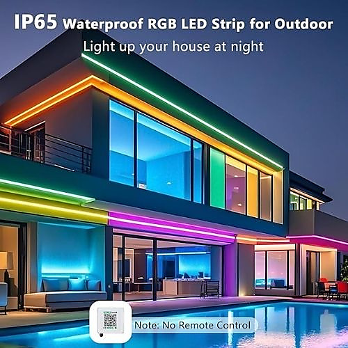 شريط اضاءة LED نيون RGB-IC بطول 16.4 قدم، 5 فولت يعمل بالبلوتوث مع تحكم في التطبيق ومزامنة الموسيقى،