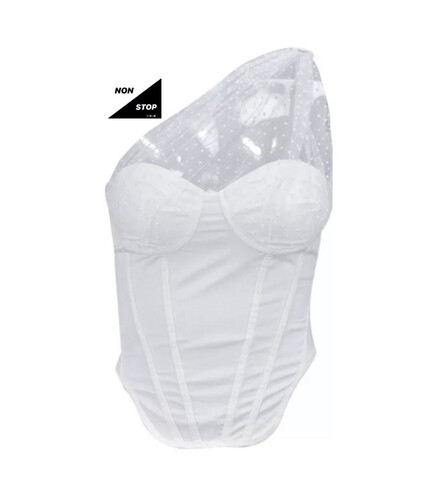 توب بكتف واحد لون ابيض