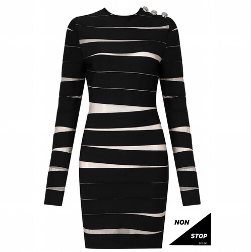 فستان اسود باندج مخطط