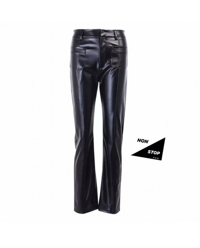 بنطلون جلد اسود هاي ويست