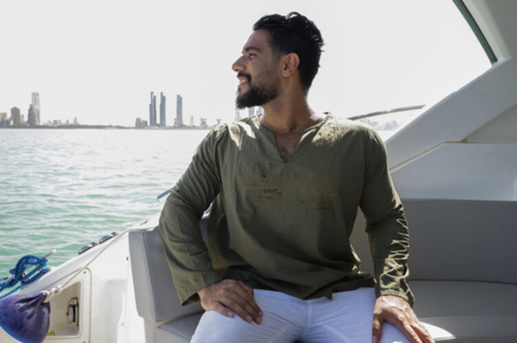 قميص قطن خفيف صيفي لون زيتي