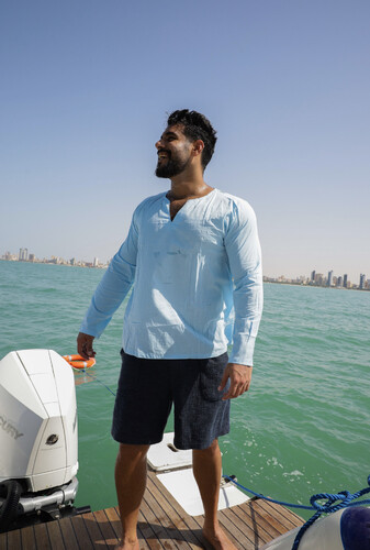 قميص قطن خفيف صيفي لون ازرق فاتح