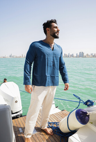 قميص قطن خفيف صيفي لون ازرق غامق