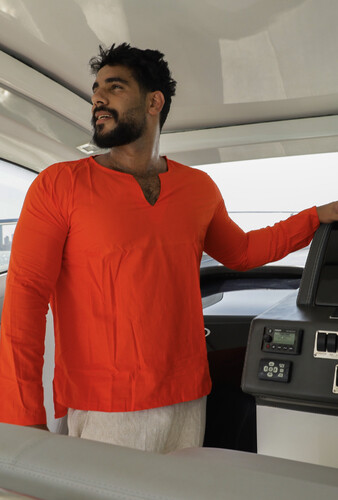 قميص قطن خفيف صيفي لون برتقالي