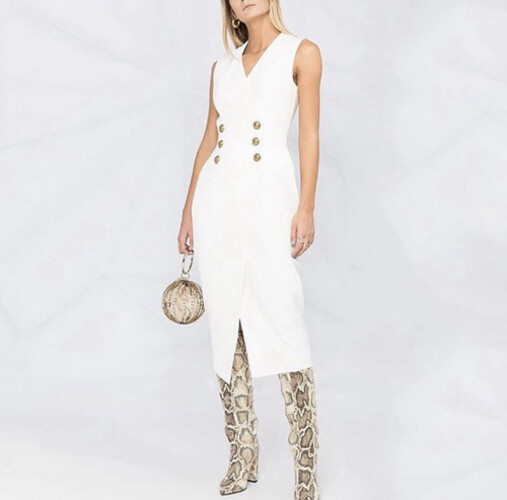 فستان ابيض ميدي