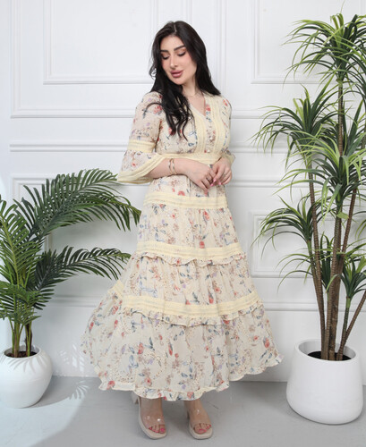 فستان شيفون اصفر