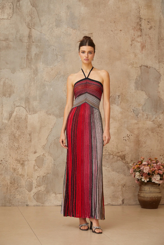 Missoni style dress red