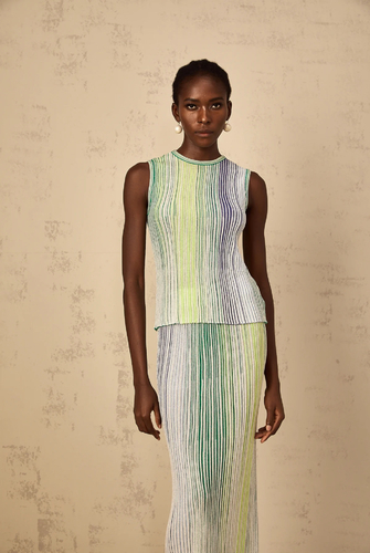 Green missoni style skirt with top