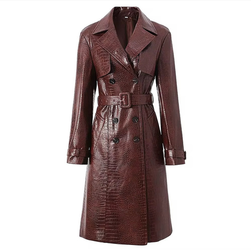 Maroon leather coat