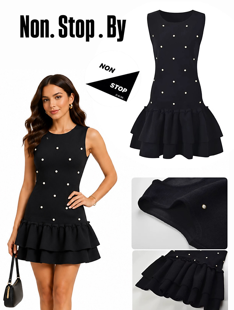 Black dress with pearl