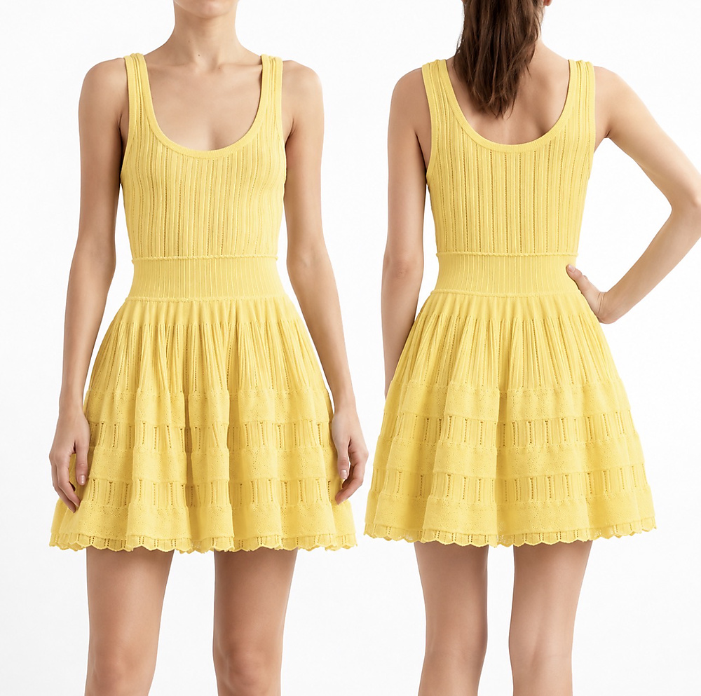 Summer dress Alaia style yellow