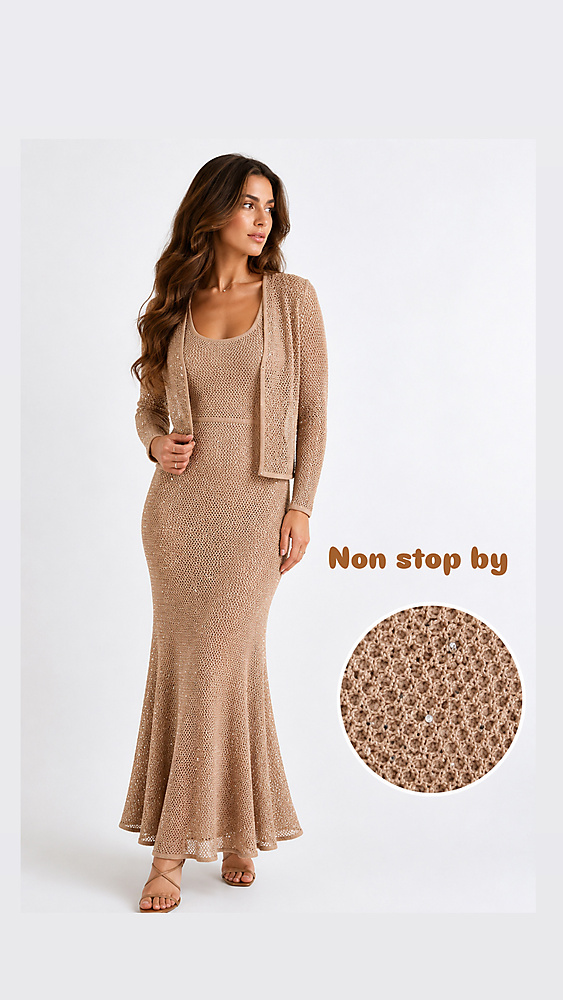 Set of cardigan and net dress with Swarovski