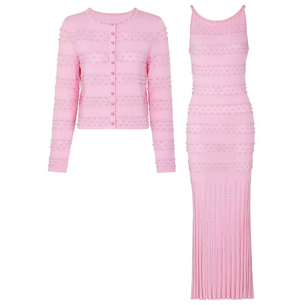 Set dress with jacket pink