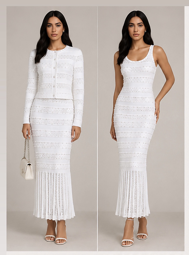 White set dress with jacket