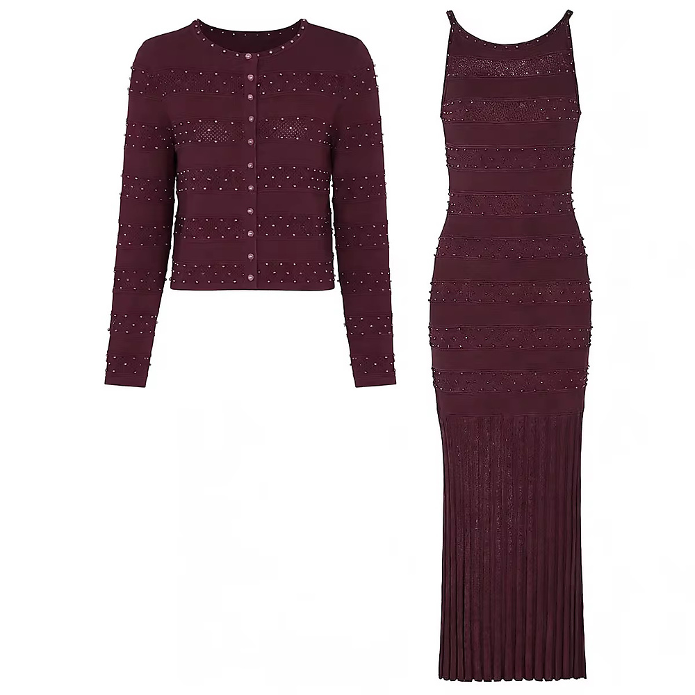 Set dress with jacket Maroon