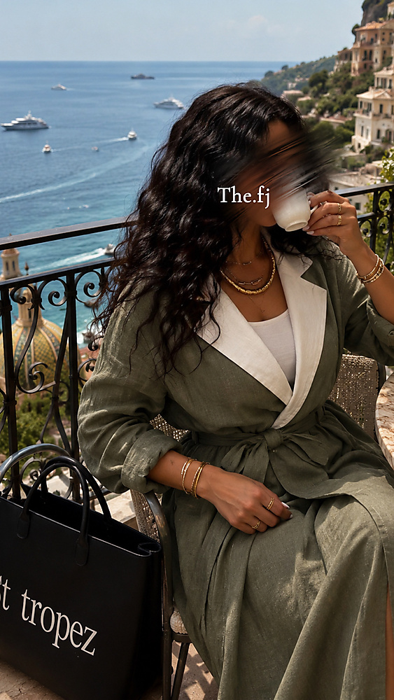 Linen trench coat dark green