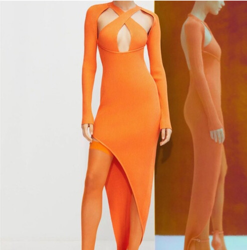 فستان سترج صيفي برتقالي