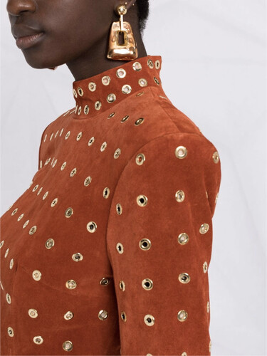 فستان شامواه برتقالي مع حلقات ذهبيه