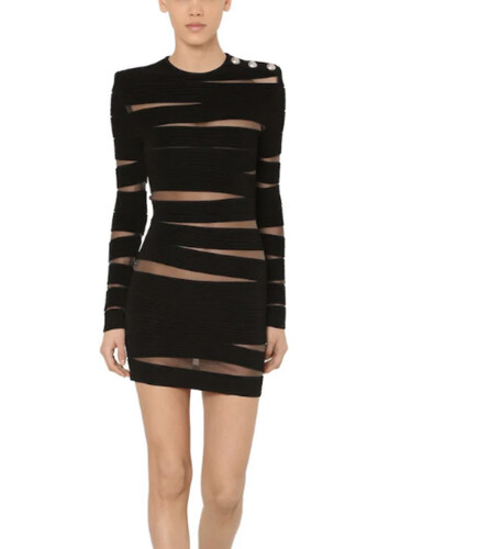 فستان اسود باندج مخطط