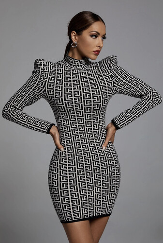 فستان سترج باندج مونوغرام