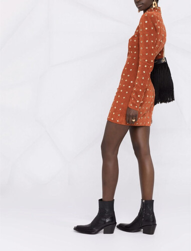 فستان شامواه برتقالي مع حلقات ذهبيه