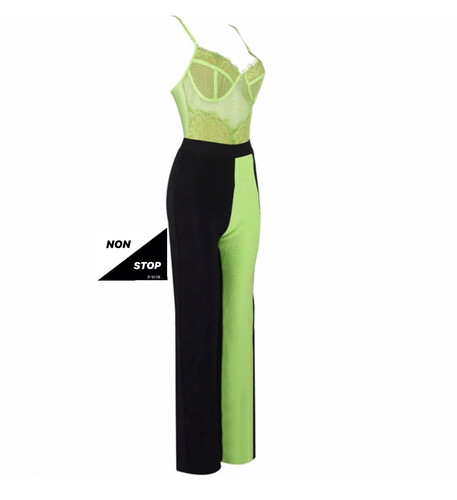 بدلة قطعتين بنطلون باندج مع بودي سوت فسفوري