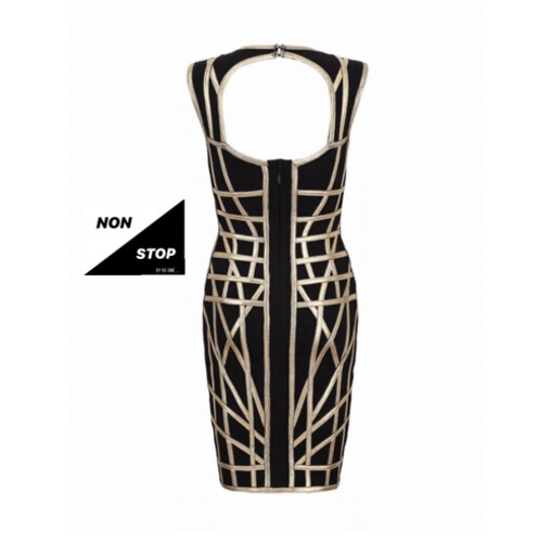 فستان باندج اسود بذهبي