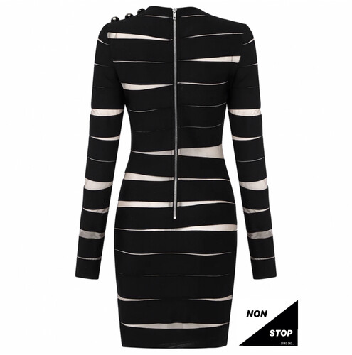 فستان اسود باندج مخطط