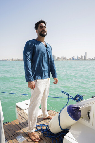 قميص قطن خفيف صيفي لون ازرق غامق