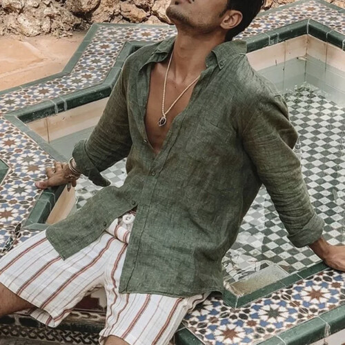 قميص لينن زيتي