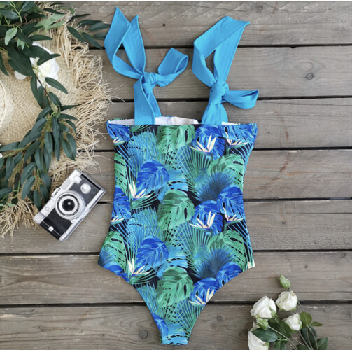 مايوه قطعه واحده اخضر ازرق