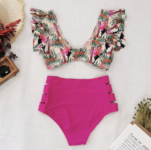 مايوه قطعتين وردي