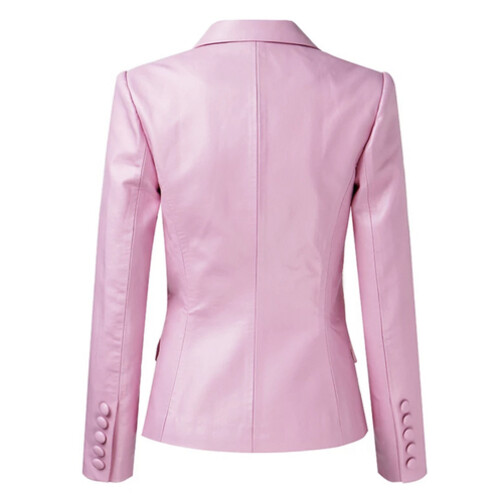 جاكيت جلد وردي فاتح