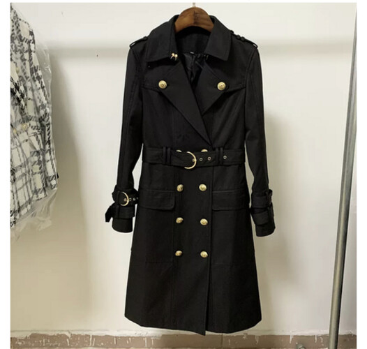 كوت اسود طويل مع ازره