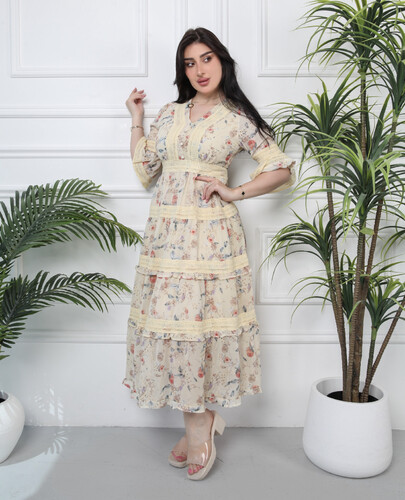 فستان شيفون اصفر