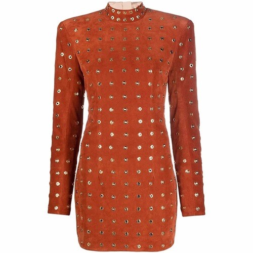 فستان شامواه برتقالي مع حلقات ذهبيه