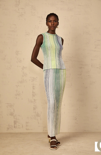 Green missoni style skirt with top