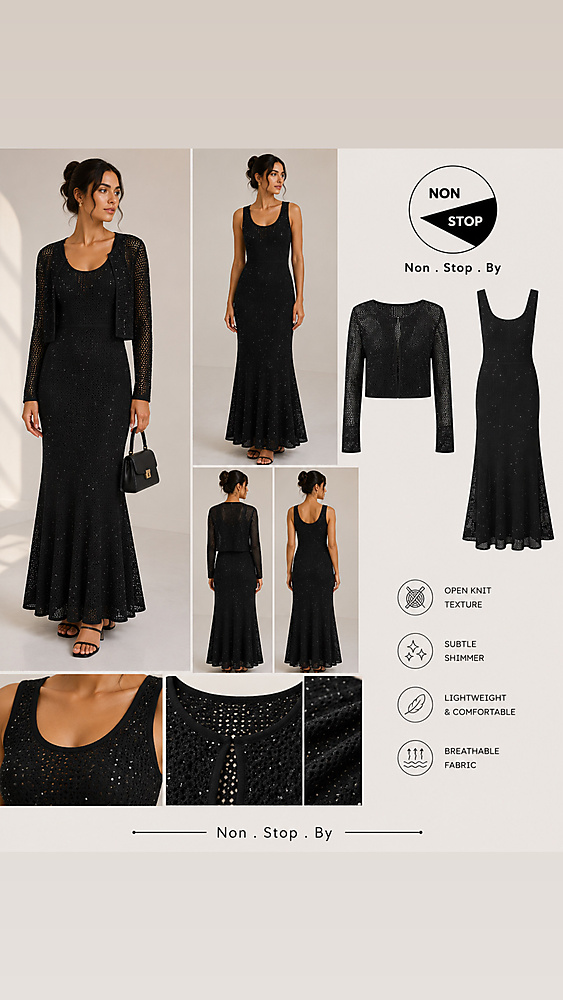 Set of cardigan and net dress with Swarovski