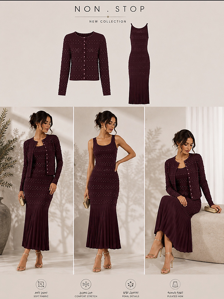 Set dress with jacket Maroon